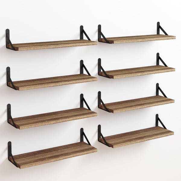 Floating Shelves Wall Shelves Width 4.7in Rustic Wood Set of 8, Wall Storage Shelves