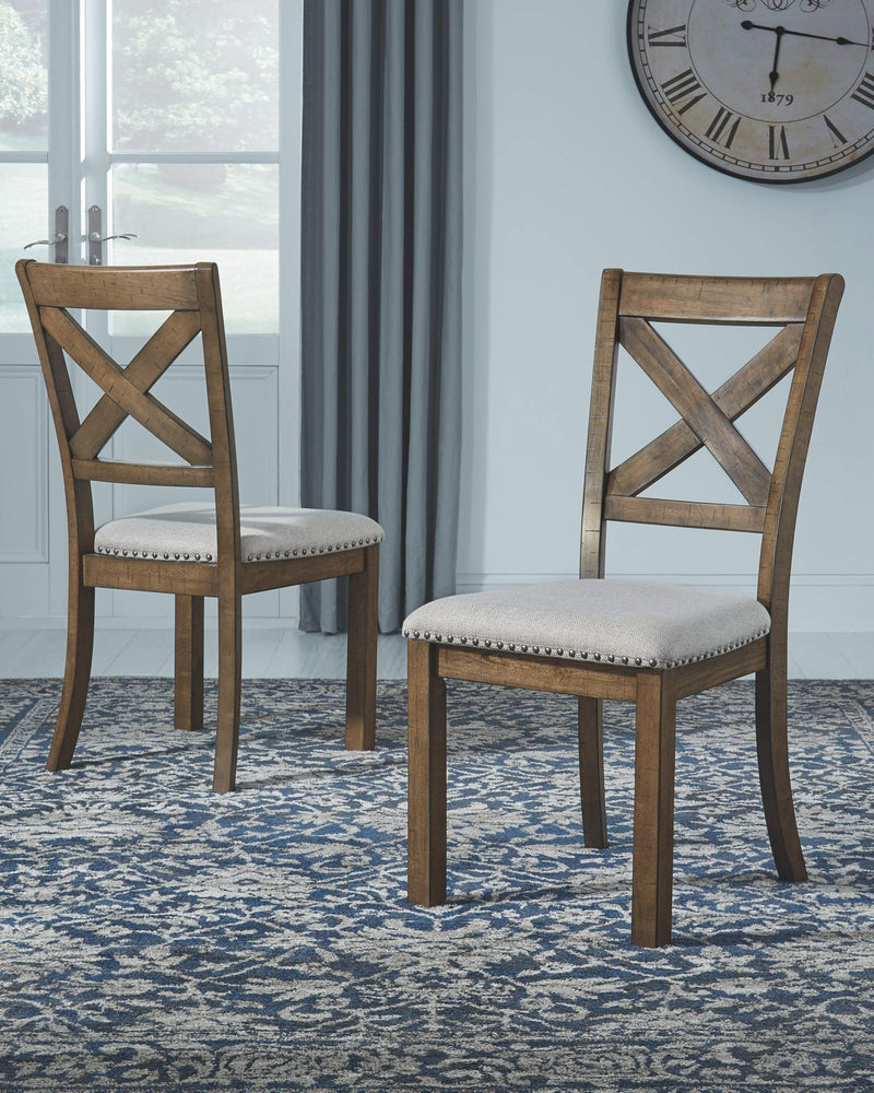 Moriville Modern Farmhouse Upholstered Dining Room Chair, 2 Count, Brown