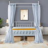 White Four-Poster Canopy Metal Bed Frame with Headboard and Footboard