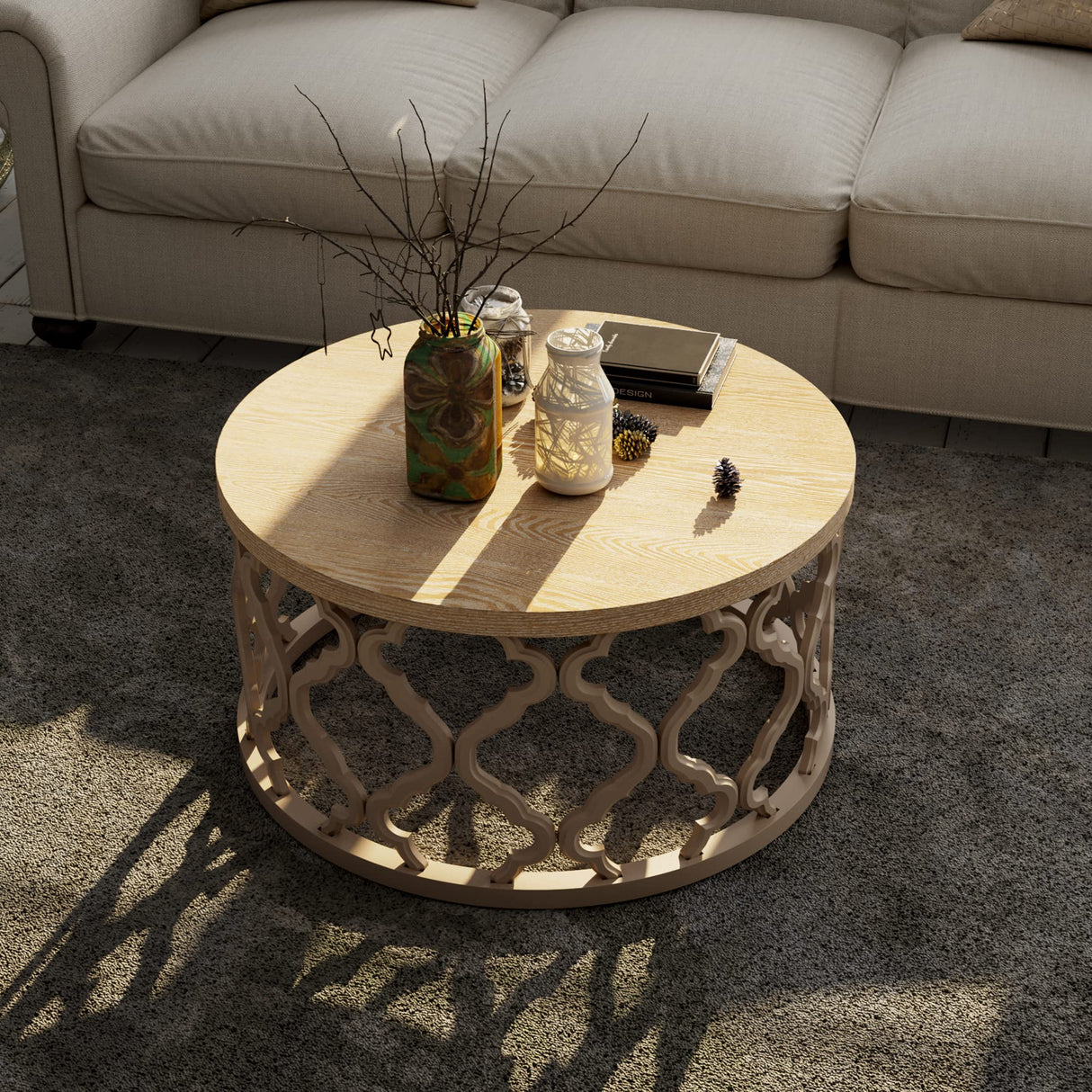 Farmhouse Coffee Table, Distressed Wood Top Table