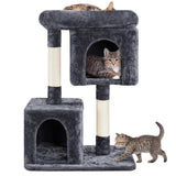 33.5in Cat Tree Tower for Indoor Cats w/2 Cozy Plush Condos, Oversized Perch