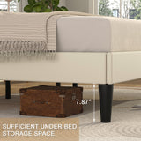 Queen Size Upholstered Bed Frame with Adjustable Headboard, Velvet Platform Bedframe