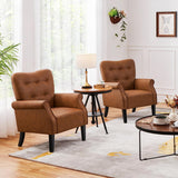 Modern Armchair, Mid Century PU Leather Accent Chair with Sturdy Wood Legs