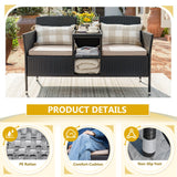 Outdoor Patio Loveseat Modern Rattan 2-Seat Patio Conversation Set