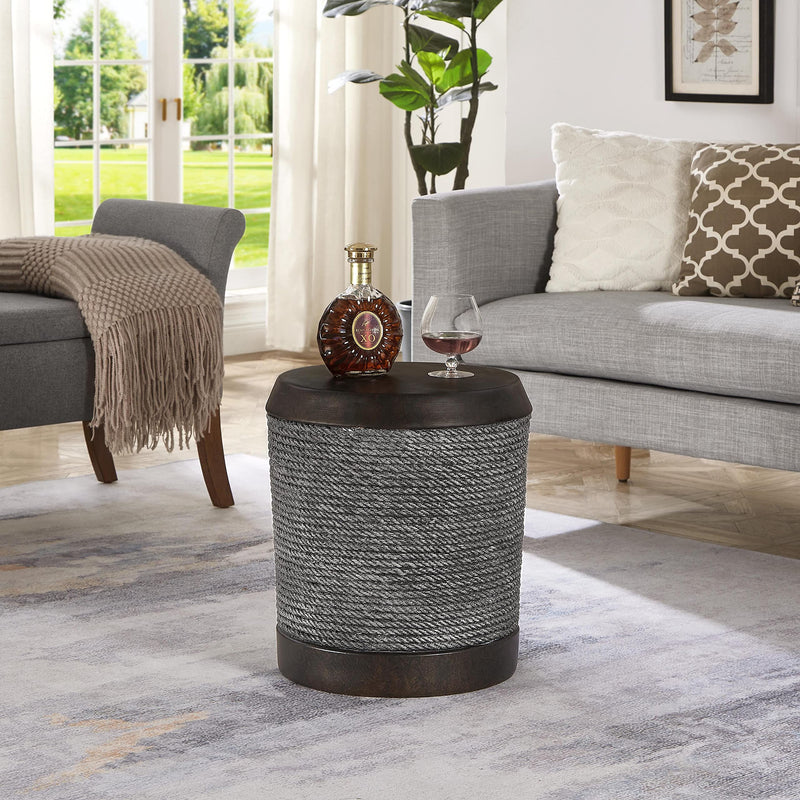 Ball & Cast End Concrete Accent Side Table, Two Tone
