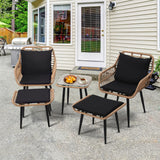 Outdoor Wicker Chairs and Table Bistro Conversation Furniture Set