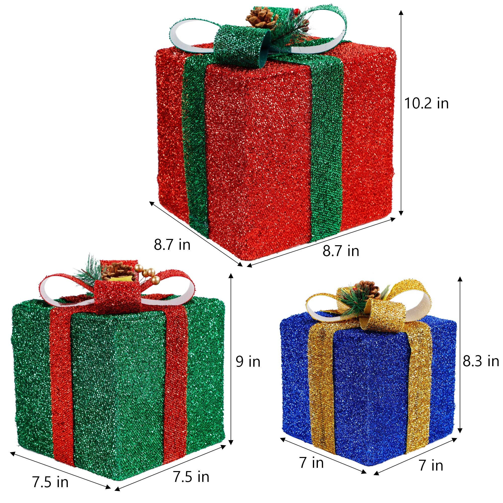 Set of 3 Christmas Lighted Pop Up Gift Boxes Decorations