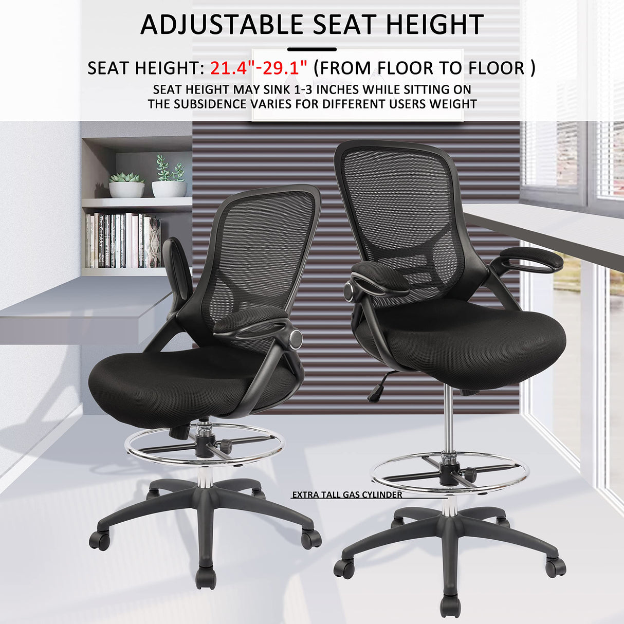 High-Back Mesh Ergonomic Drafting Chair