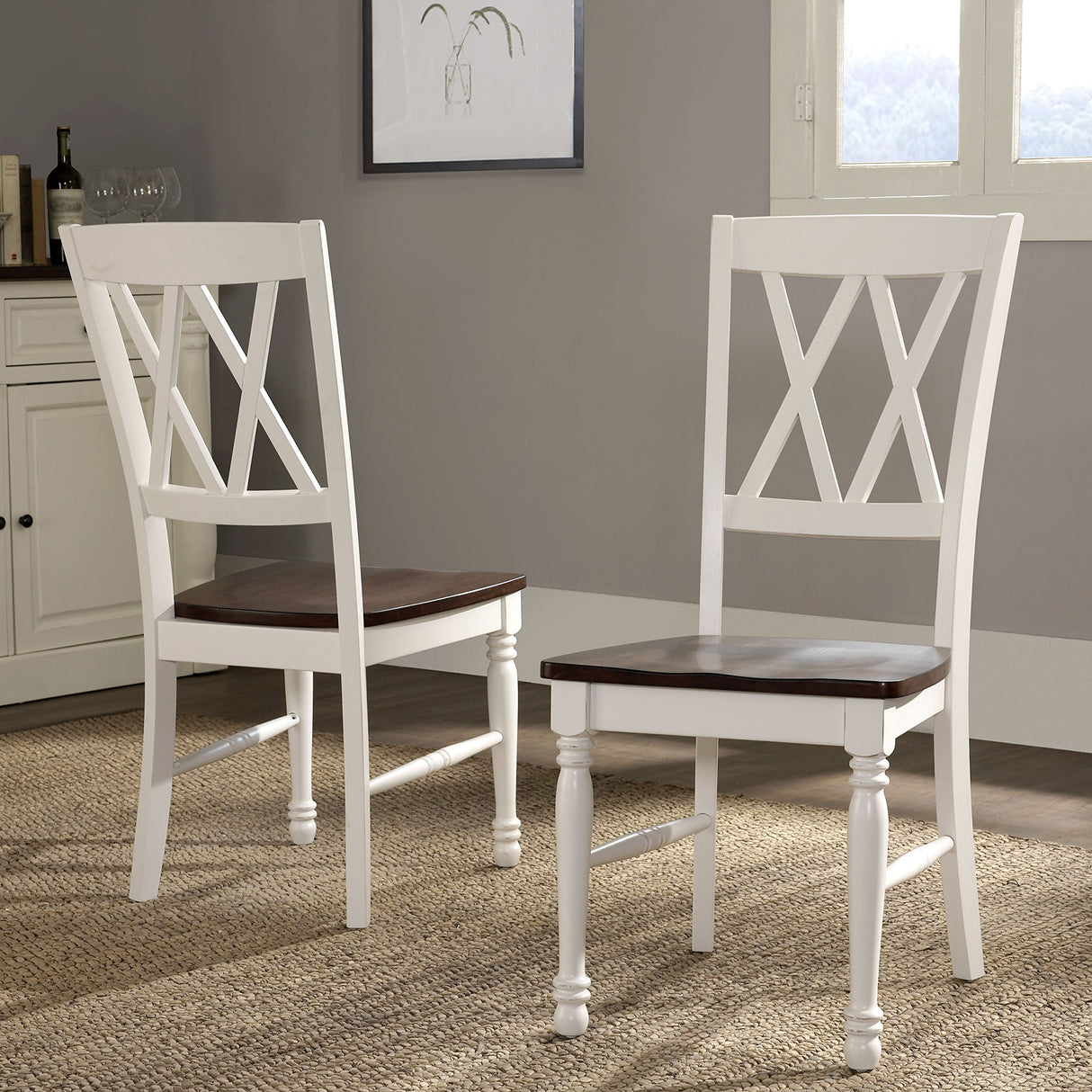 Shelby Dining Chairs (Set of 2), Distressed White