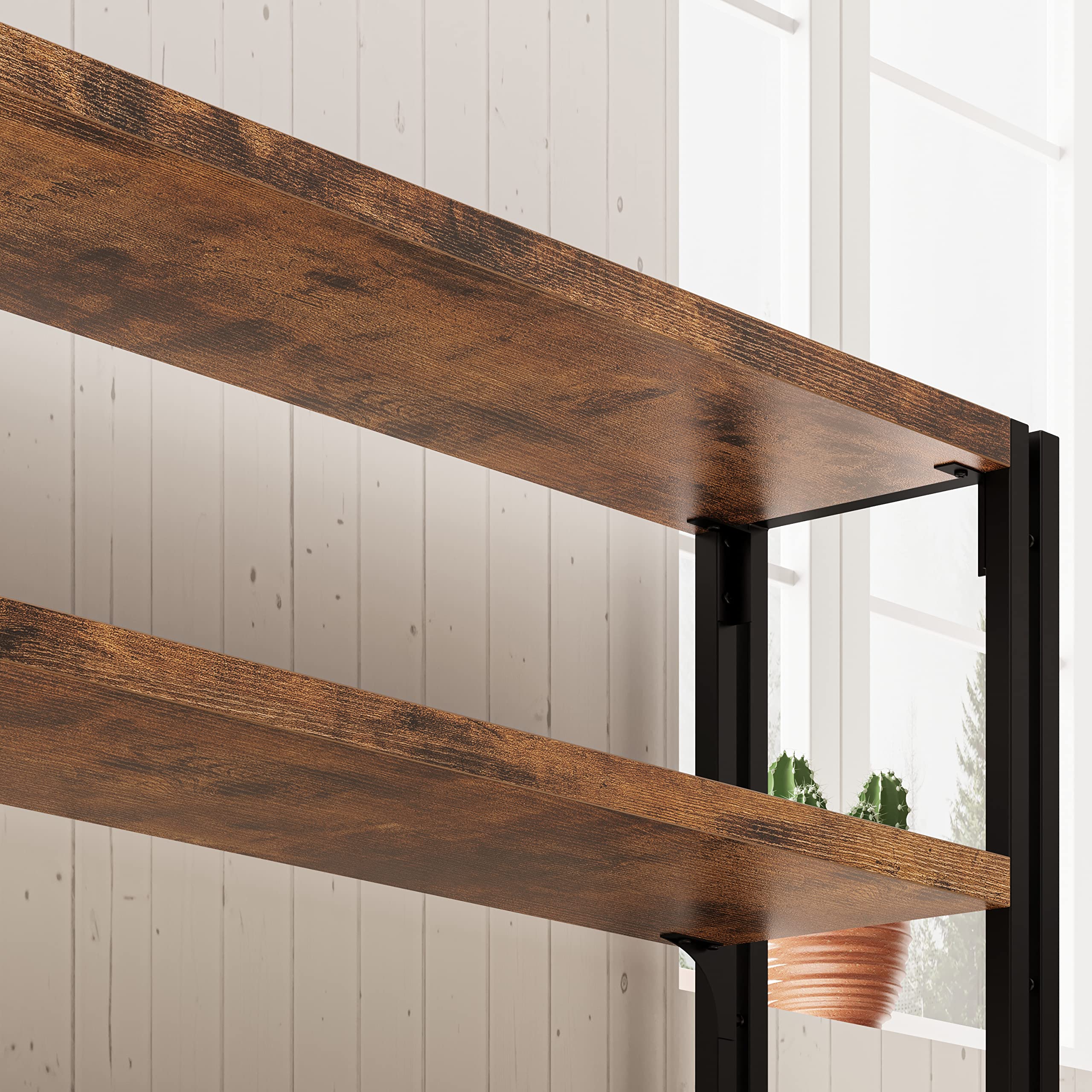 Wood Storage Shelf with Metal Frame