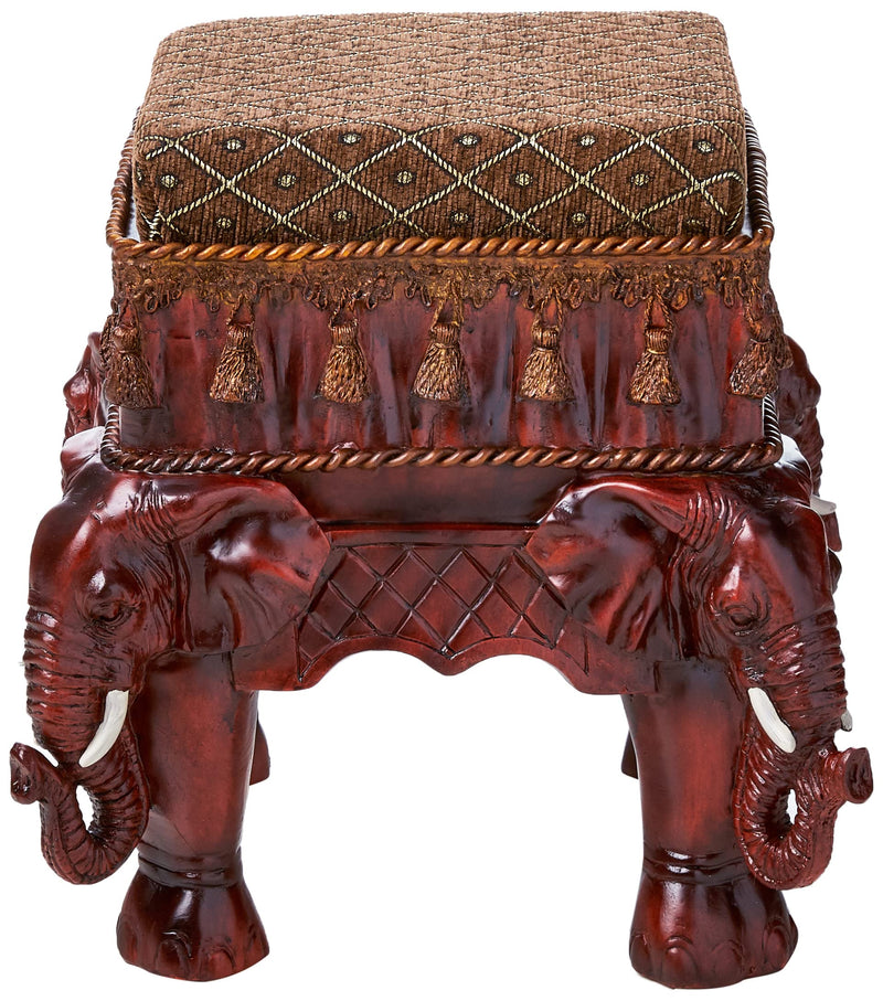 Maharajah Elephants Indian Decor Upholstered Footstool