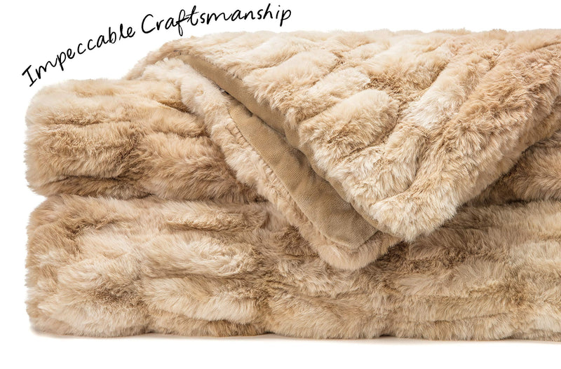 Premium Ruched Faux Fur Throw Blanket - Luxurious