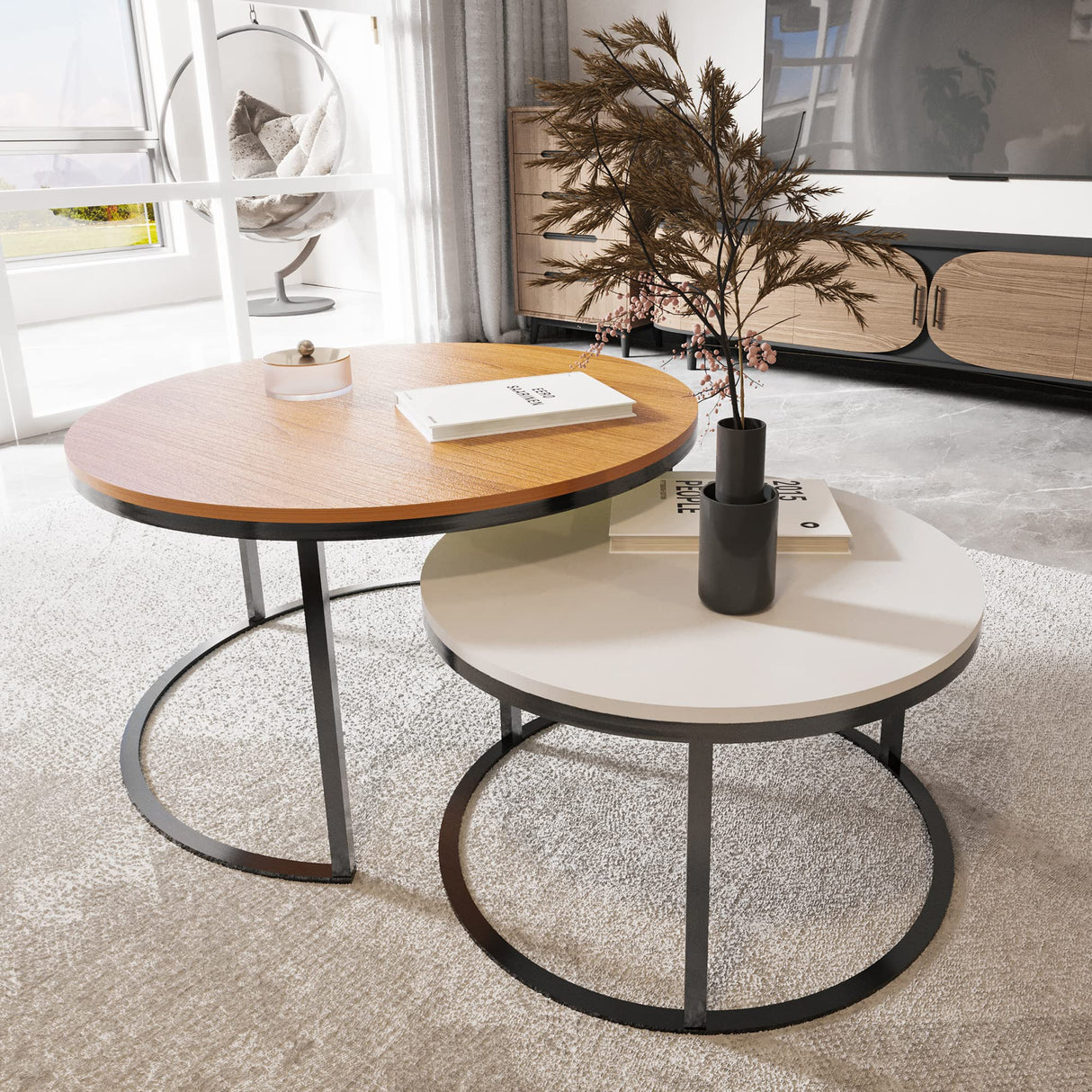 Modern Round Nesting Coffee Tables for Living Room