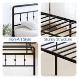 Classic Metal Platform Queen Bed Frame