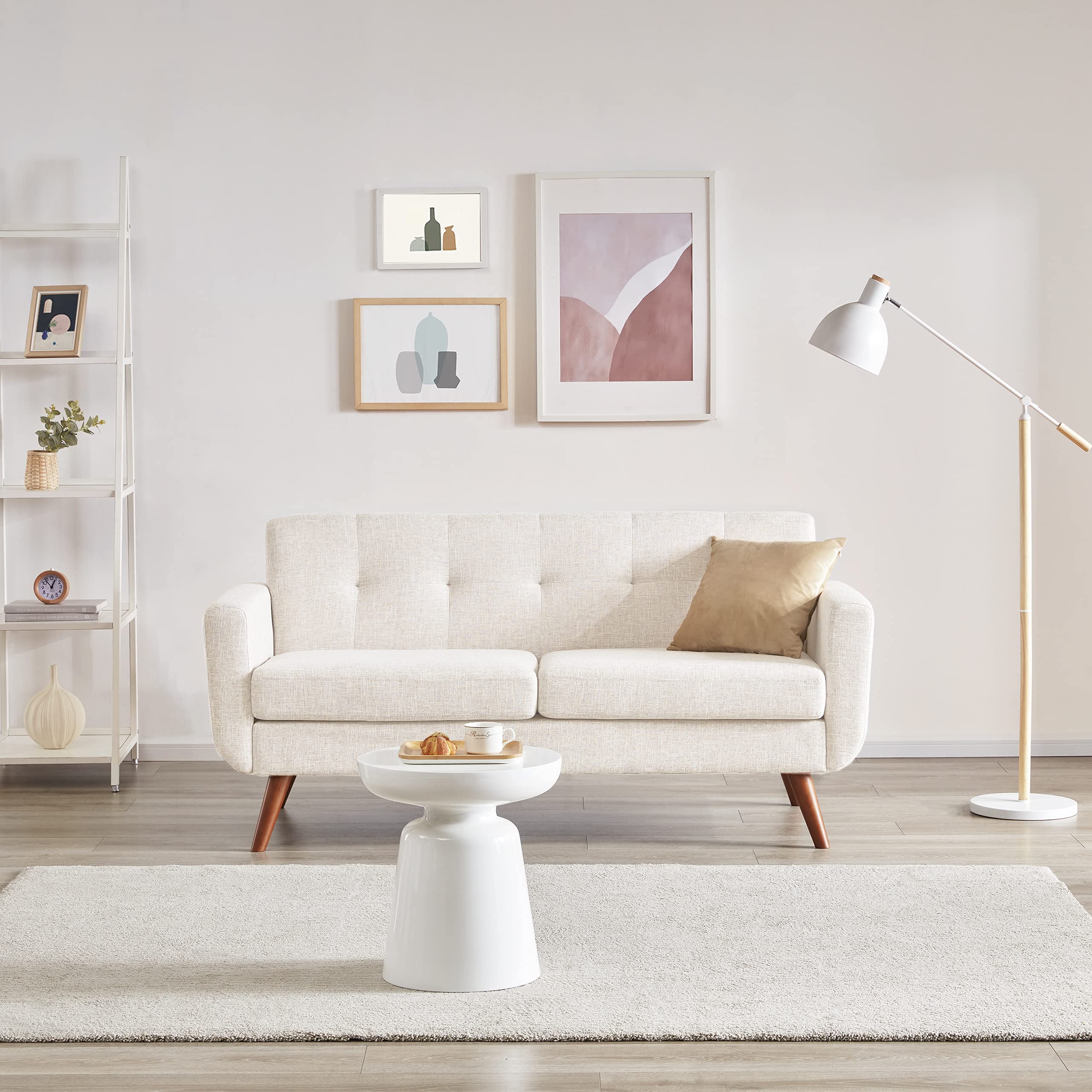 65" W Loveseat Sofa, Mid Century Modern Decor Love Seats Furniture, Button Tufted Upholstered Love Seat Couch