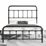 Queen-Bed-Frame-Metal Platform Bed Frame with 49" High-Headboard - Solid Quite Easy