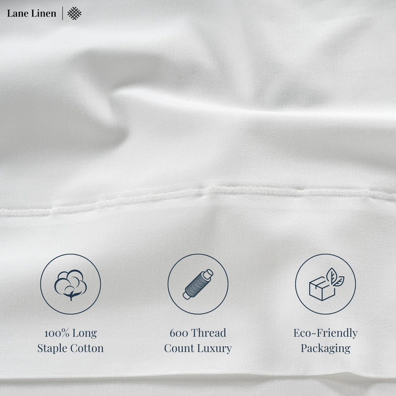 White Cotton Queen Sheet Set - 600 TC Luxury Hotel Sheets