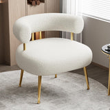 Century Sherpa Boucle Accent Chair, Round Upholstered Barrel Arm Chair