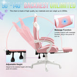 Gaming Chair Cute with Cat Ears and Massage Lumbar Support