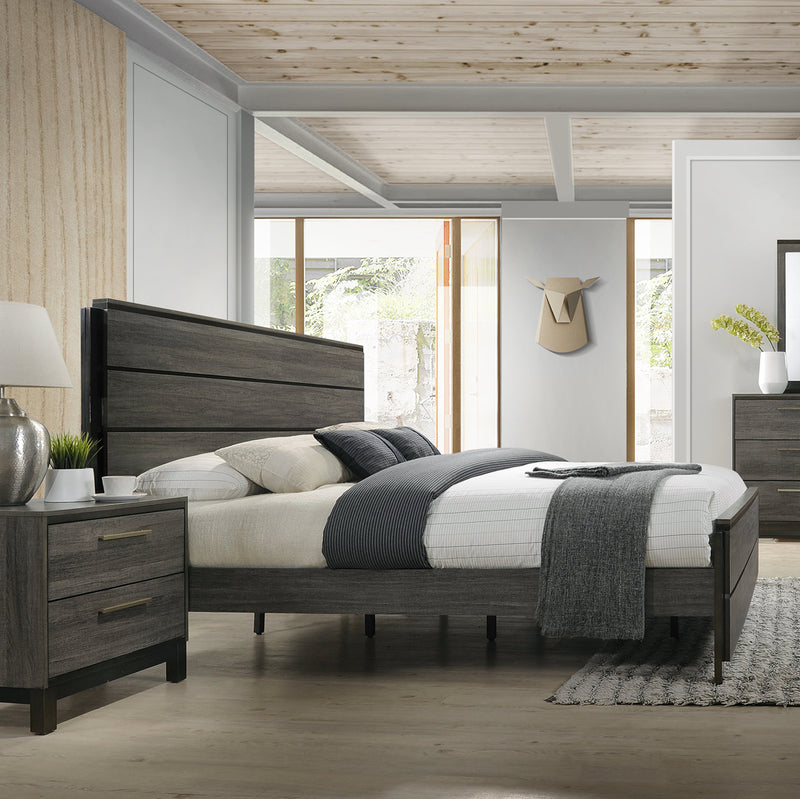 Ioana 187 Antique Grey Finish Wood Bed Room Set, Queen Size Bed