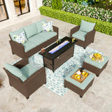 VALLEY Patio Conversation Set Outdoor Furniture Wicker Rattan Sets with Cushion