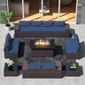 Outdoor Patio Furniture Set with Gas Fire Pit Table, 13 Pieces Patio Sectional Sofa