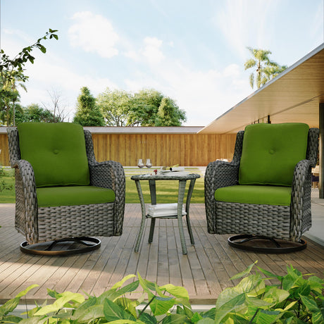 Outdoor Swivel Rocker Patio Chairs Set of 2 and Matching Side Table