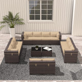 Outdoor Patio Furniture Set, 14 Pieces Sectional Sofa