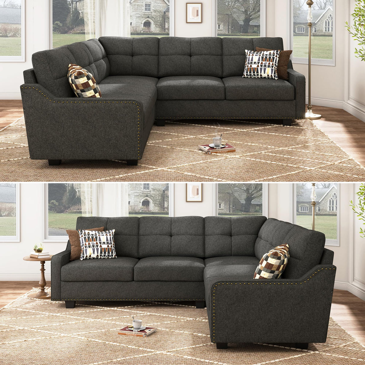 Convertible Sectional Sofa, L Shaped Couch, Reversible 4 Seat Corner Sofa