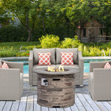 Outdoor Fire Pit Table,32-inch Imitation Stone Round Concrete Fire Pit