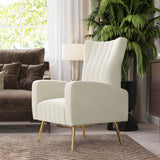 Velvet Accent Chairs for Living Room, Modern Upholstered Wingback Vanity Chair