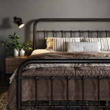 King Size Metal Platform Bed Frame with Victorian Style