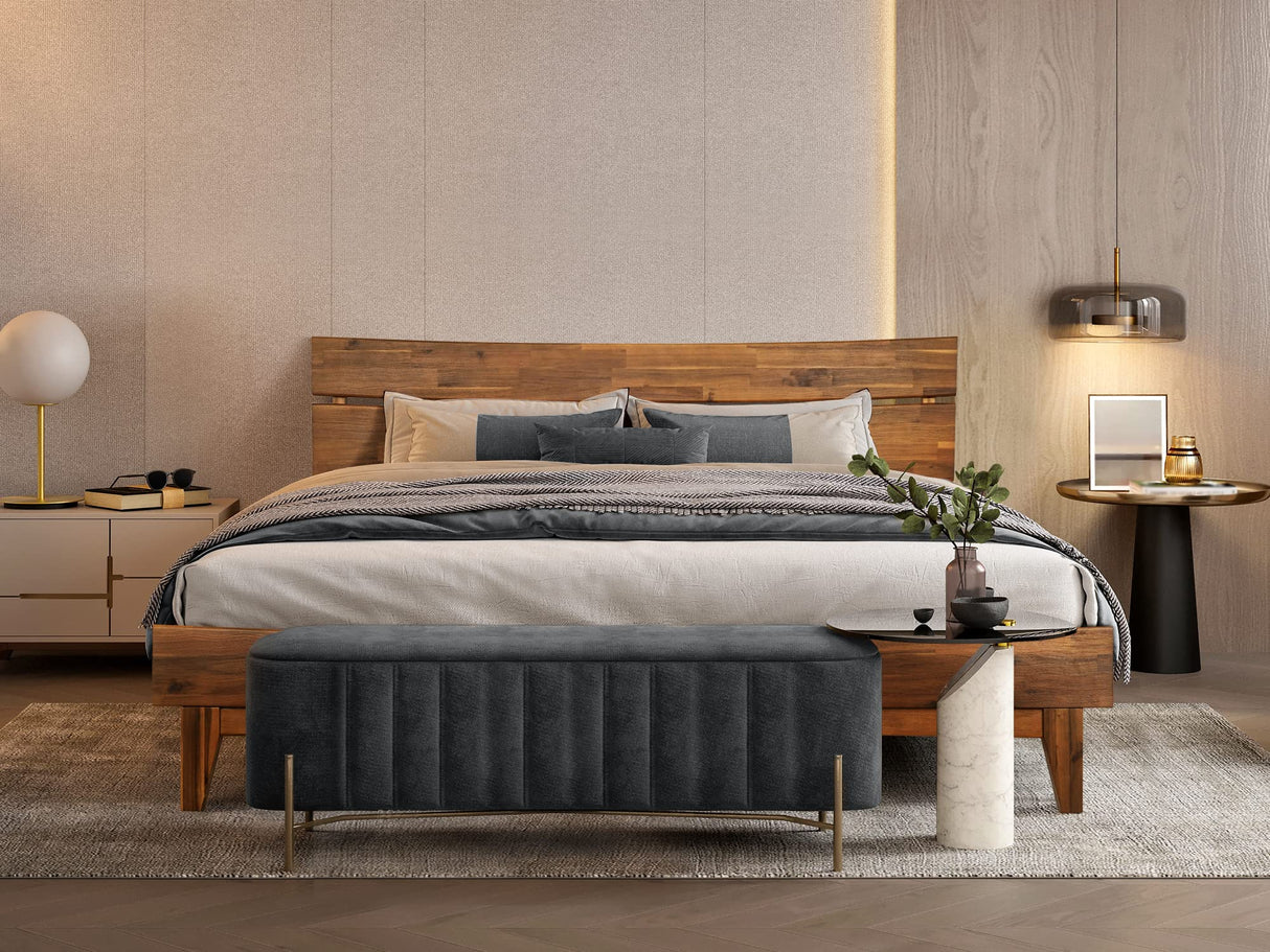 Bed Frame with Headboard Solid Wood Platform Bed