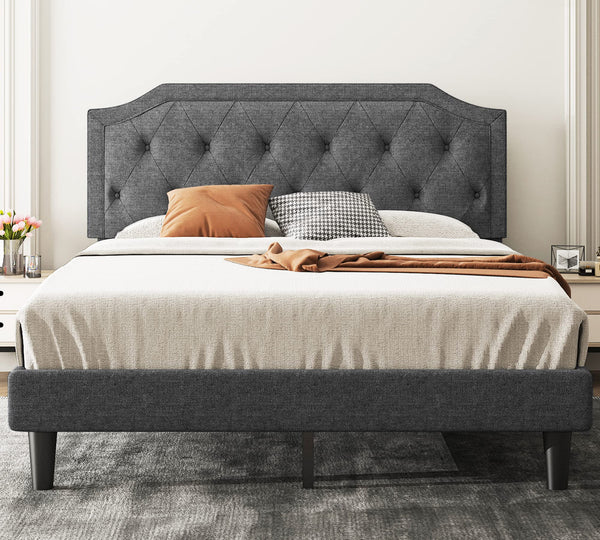 Upholstered Full Size Platform Bed Frame with Adjustable