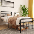 Twin Metal Bed Frame with Vintage Headboard and Footboard,Victorian Style Platform