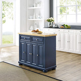 Madison Kitchen Island with Butcher Block Top, Navy