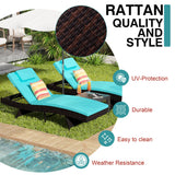 Chaise Lounge Set of 2, Rattan Wicker Patio Lounge Chairs for Outside