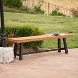 Carlisle Outdoor Acacia Wood and Rustic Metal Bench