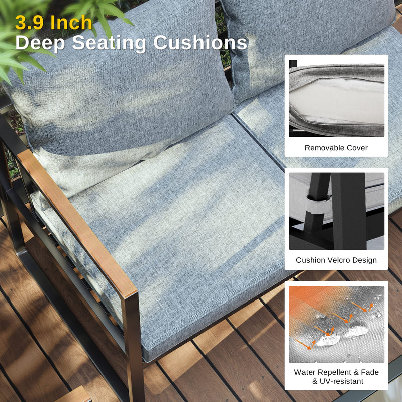 Courtyard Patio Furniture Set, 4-Piece Outdoor Patio Set with Sofa