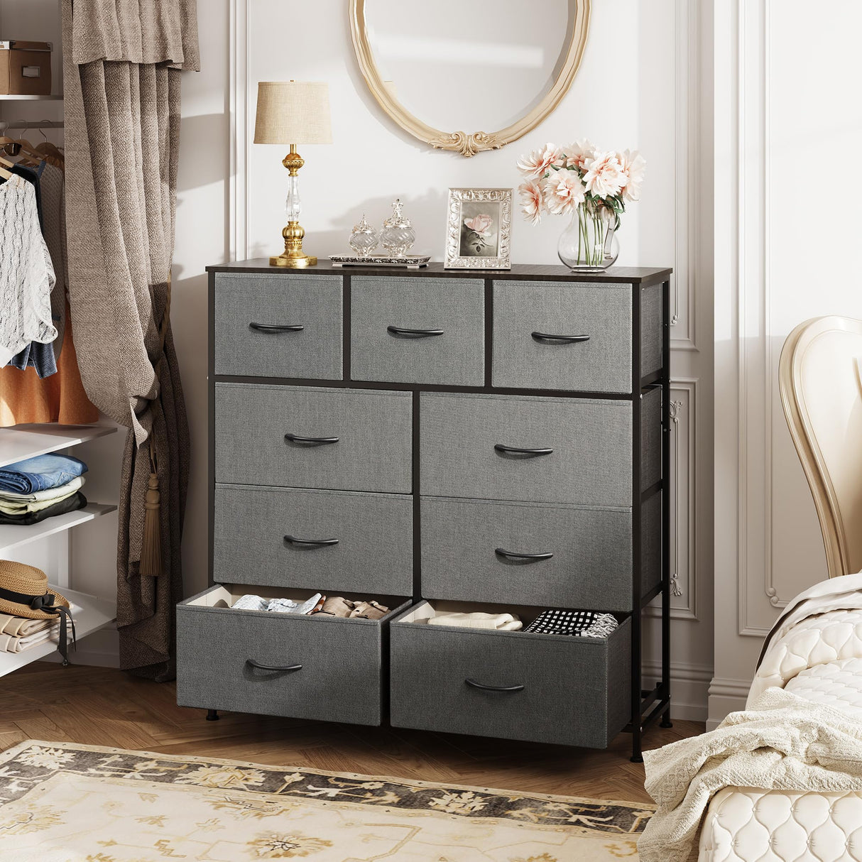 9-Drawer Dresser, Fabric Storage Tower for Bedroom, Hallway, Entryway, Closet, Tall