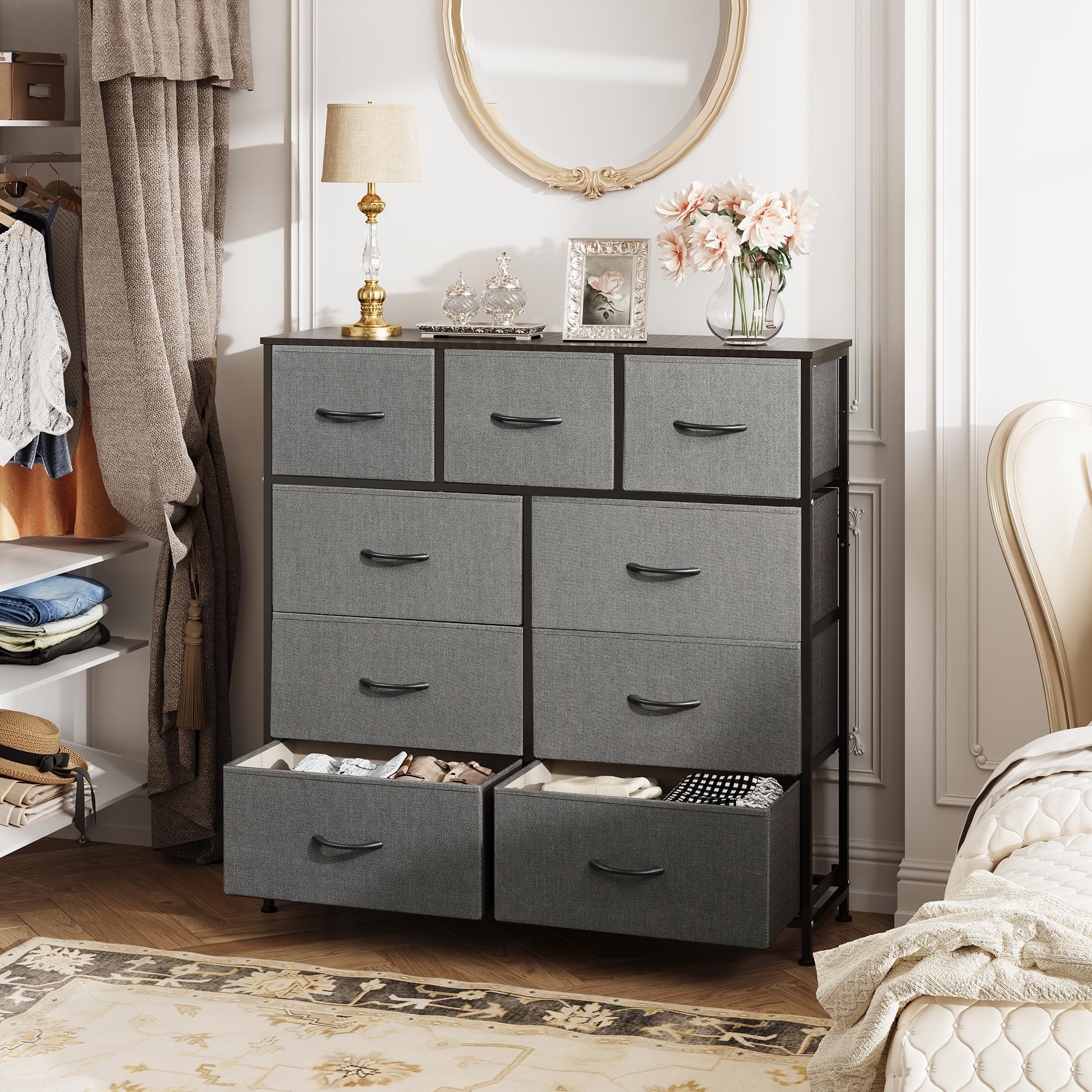 9-Drawer Dresser, Fabric Storage Tower for Bedroom, Hallway, Entryway, Closet, Tall