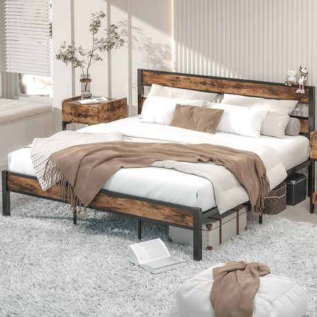 California King Bed Frames: Easy Assembly, Noise-Free, No Box Spring Needed, Heavy Strong Metal Support Frames