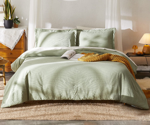 Queen Comforter Set, Bed in a Bag Sage Green 7-Pieces, Botanical Pattern, All Season