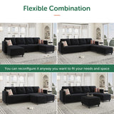 U Shaped Sectional Couch Velvet 4 Seater Sofa