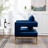 Lenola Upholstered Accent Arm Chair, Blue 29.75D x 27.5W x 34.5H Inch