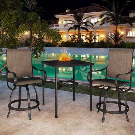 3PCS Patio Bar Set with Metal Bar Height Table