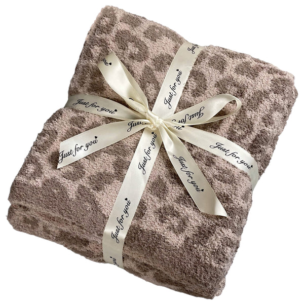 Leopard Knit Throw Blanket Soft Plush Fluffy Cheetah Print 71"x51" Blanket Lightweight