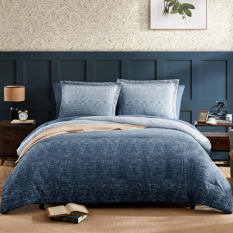 Queen Comforter Set, Bed in a Bag 7-Pcs, Boho Floral Print Bedding, All Season Comfortable