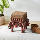 Maharajah Elephants Indian Decor Upholstered Footstool