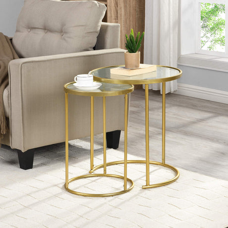 Stark Gold Nesting End Table 2-Piece Set, American Crafted